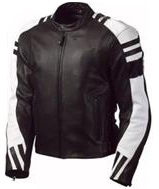 Stylish Black and White Motorcycle Biker Leather Jacket