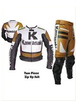 Kawasaki R racing motorbike leather suit