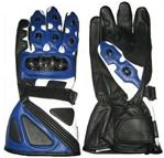 Motorcycle Leather Gloves Blue Color