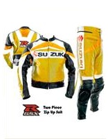 Suzuki GSXR Biker Racing Leather Suit Yellow Color