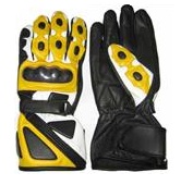 Yellow Color Motorcycle Leather Gloves