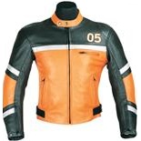 Orange and Black 05 Motorcycle leather jacket