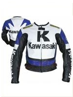Kawasaki R Blue Biker Racing Leather Jacket