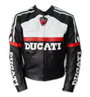 Ducati Motorcycle Leather Jacket Black and White Color