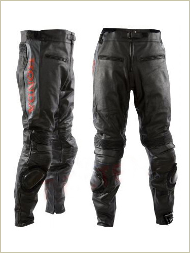 Honda Black Motorcycle Leather Trouser