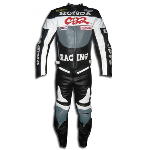 Honda CBR Motorcycle Racing Leather Suit Grey Color