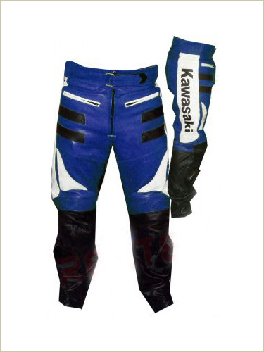 Kawasaki Blue White Biker Leather Pant