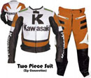 Kawasaki R Racing Motorcycle Leather Suit Orange Color