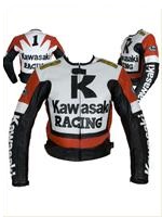 Kawasaki R Racing Red White Black Motorcycle Leather Jacket