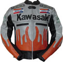 Kawasaki Flame Style Motorcycle Leather Jacket