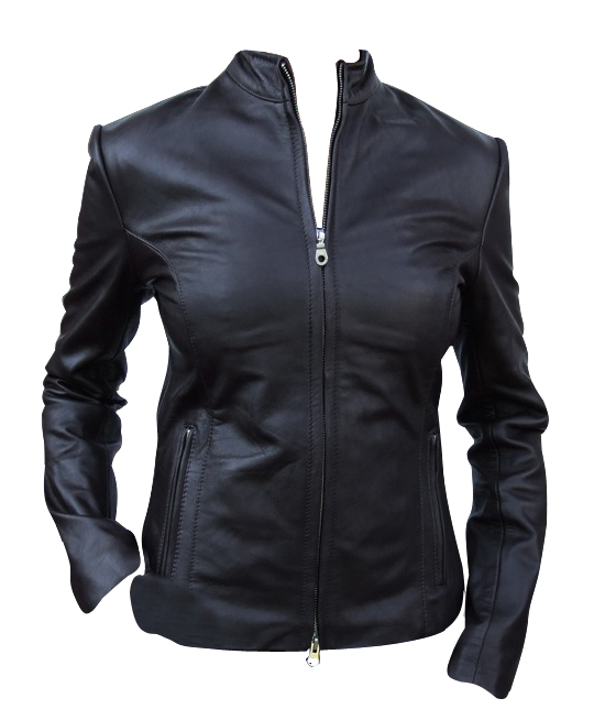Ladies fashion leather jacket black color