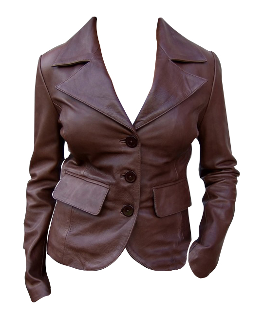 Ladies brown color fashion leather jacket