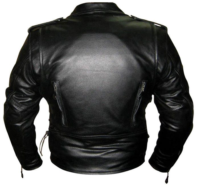 Men Classic TOP GRADE Motorbike Leather Jacket backside