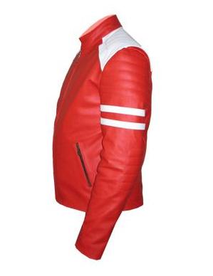 Stylish Mens Red &  white soft leather jacket