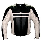 Motorbike racing leather jacket black and white colour