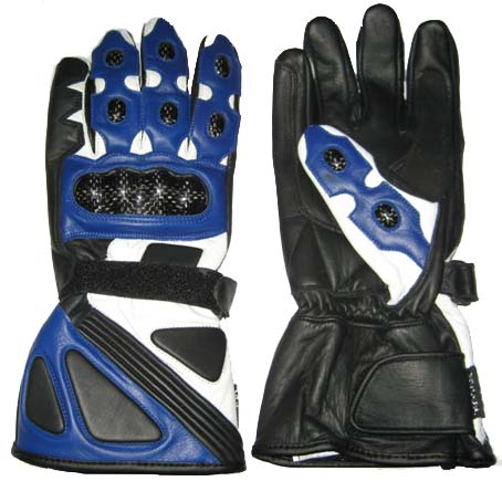 Motorcycle Leather Gloves Blue Color
