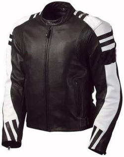 Stylish Black and White Motorcycle Biker Leather Jacket