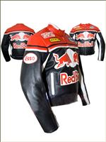 Red Bull Red and Black Motorcycle Leather Jacket