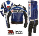 SUZUKI GSXR Motorcycle Racing Leather Suit Blue Color