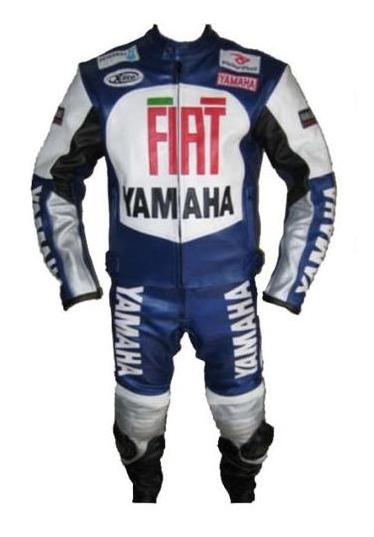 Yamaha FIAT Motorcycle Blue Biker Racing Leather Suit