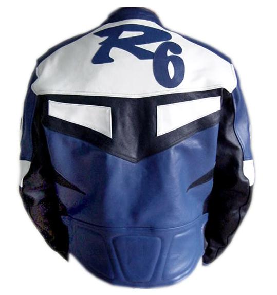 YAMAHA R6 Blue Color Motorbike Leather Jacket 