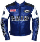 Yamaha Motorcycle Blue Color Cow Hide Leather Jacket