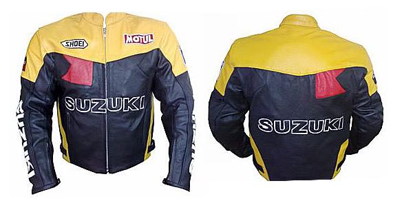 Yellow & Black Color SUZUKI  Motorcycle Leather Jacket
