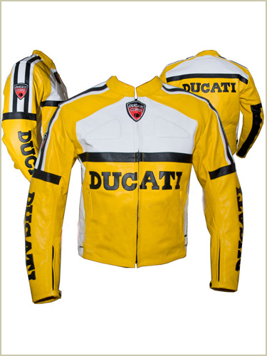 Yellow Ducati Motorcycle Leather jacket