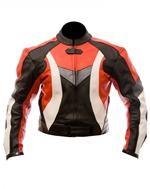 biker fashion leather jacket red black white grey colour