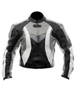 biker motorcycle leather jacket black gray white colour