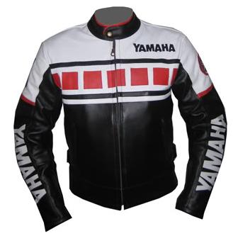 Black and White Color Yamaha Motorcycle Leather Jacket
