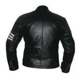 stylish black soft leather jacket with 3 color strip