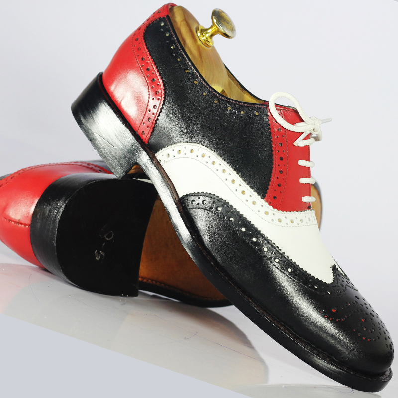 Handmade Multi-Color Leather Wing Tip Brogue