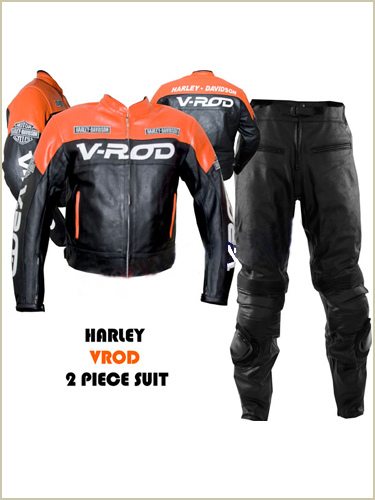 Harley Davidson V ROD Racing Leather Suit Orange Black Color