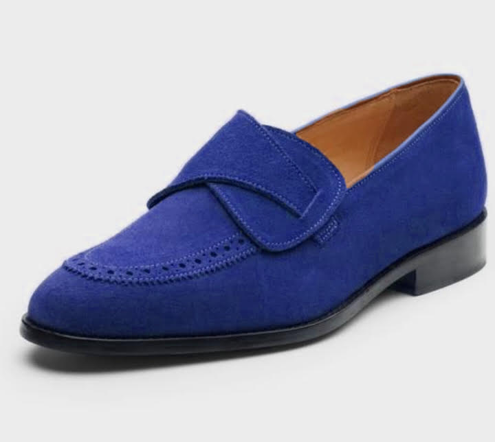Men's Blue Suede Oxfords Moccasin Shoes