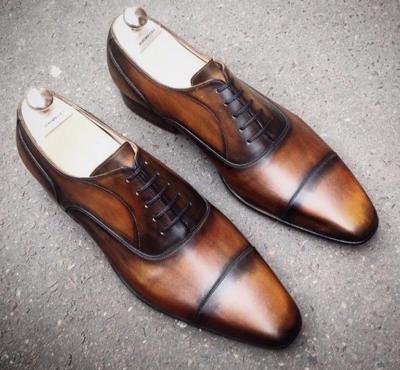 Men's Two Tone Cap Toe Lace Up oxford Wedding