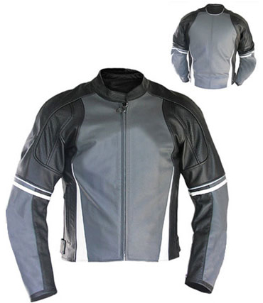 motorbike fashion leather jacket black and grey colour