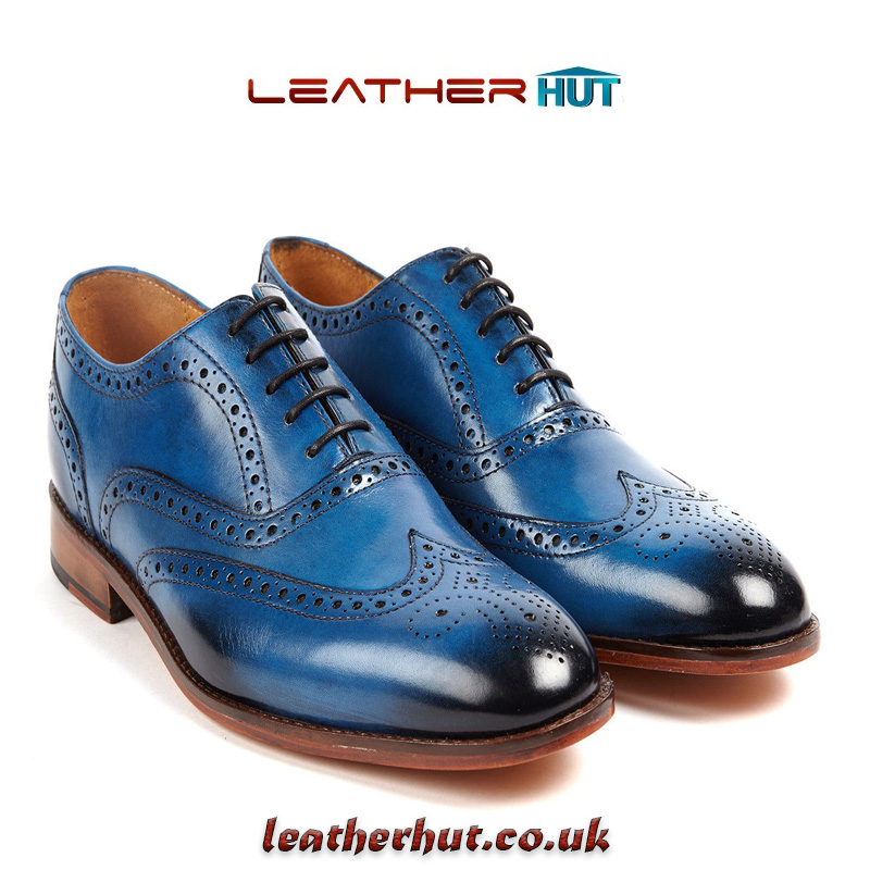 New Blue Wing Tip Brogue Lace Up Shoes