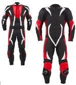 One 1 piece motorbike leather suit with full padding