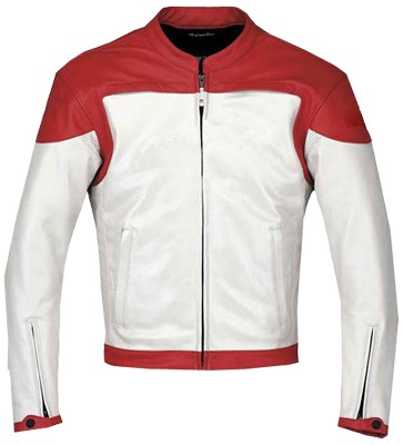 Red and White Motorcycle Leather Jacket