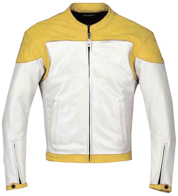 Yellow and White Biker Racing Leather Jacket