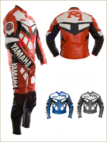 Yamaha R1 Red Color Motorcycle Racing Leather Suit