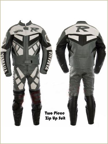 Yamaha R Racing Motorcycle Leather Suit Grey Color