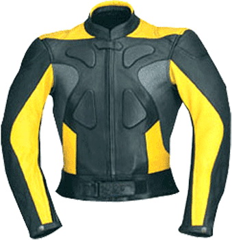 yellow and black colour motorbike leather jacket
