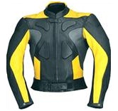yellow and black colour motorbike leather jacket